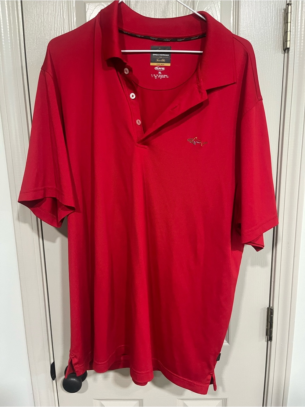 Greg Norman Collection Red Short-Sleeve Polo with Shark Logo